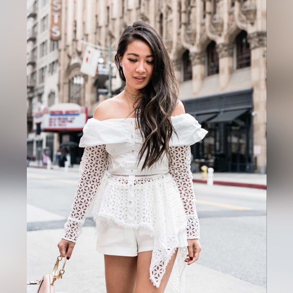 Self-Portrait Brodier White Eyelet Blouse